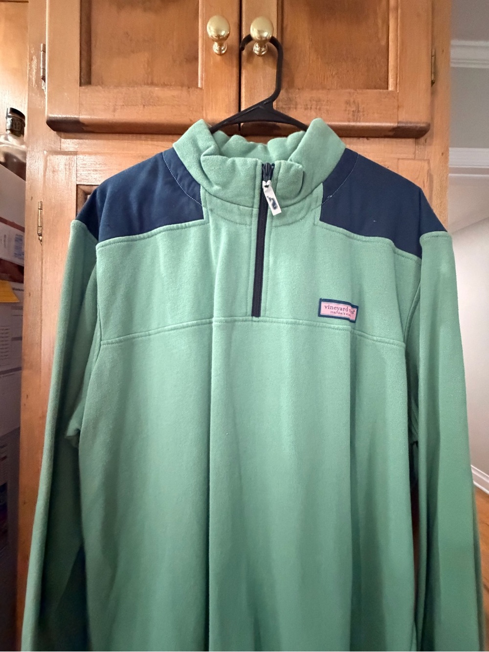 Vineyard Vines Mint Green & Navy Pullover 1/4 Zip